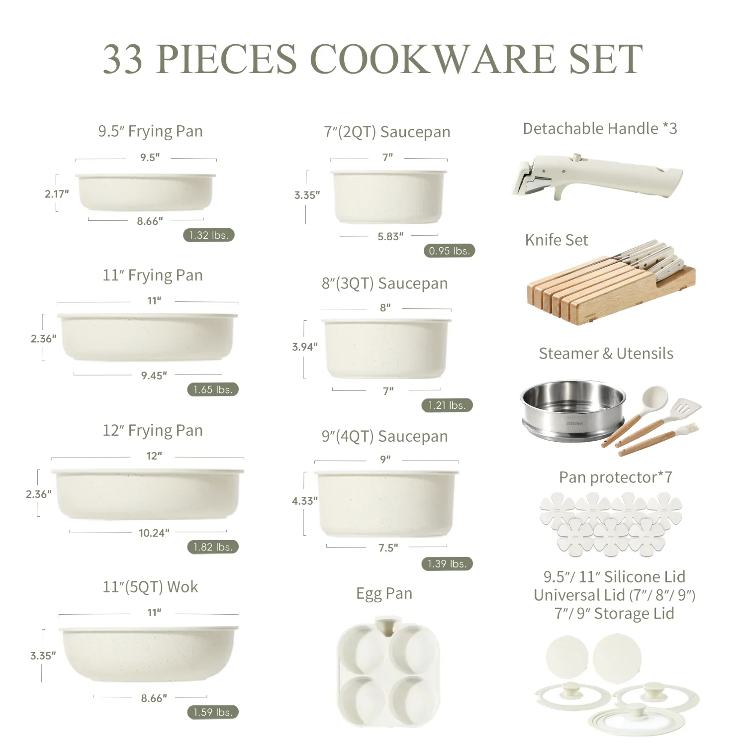 Snow Detachable Cookware set - 33 pcs - Image 5