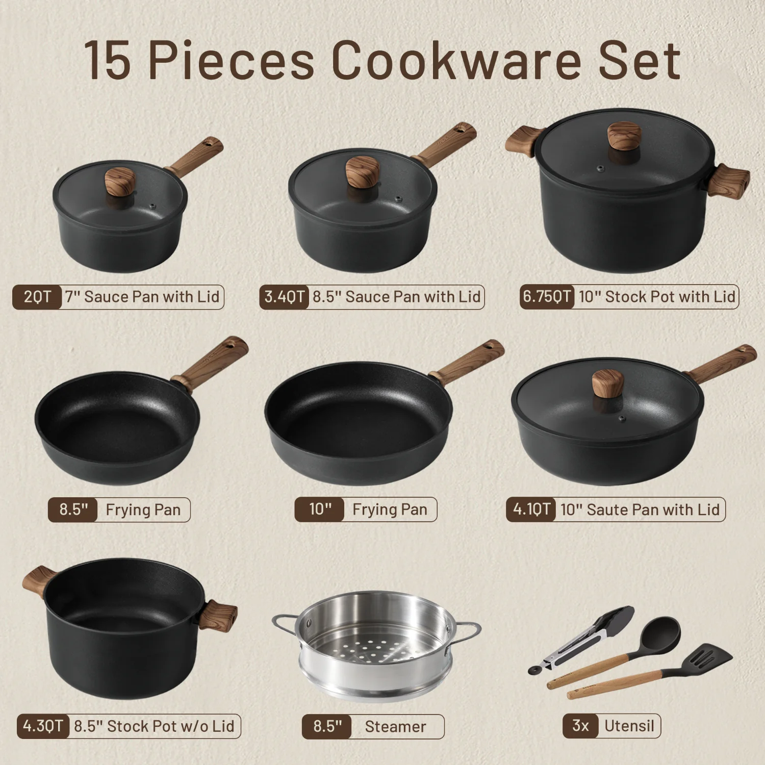 Hokkaido Hybrid Cookware Set - 15 pcs - Image 3